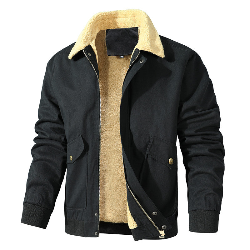 Men's Padded Bomber Jacket in Field Style with Teddy Lining and Flap Pockets Chichicherry