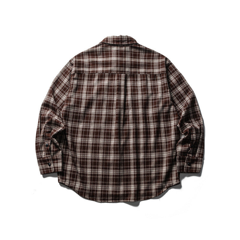 Men's Boxy Check Work Shirt made of soft flannel with double breast pockets Chichicherry
