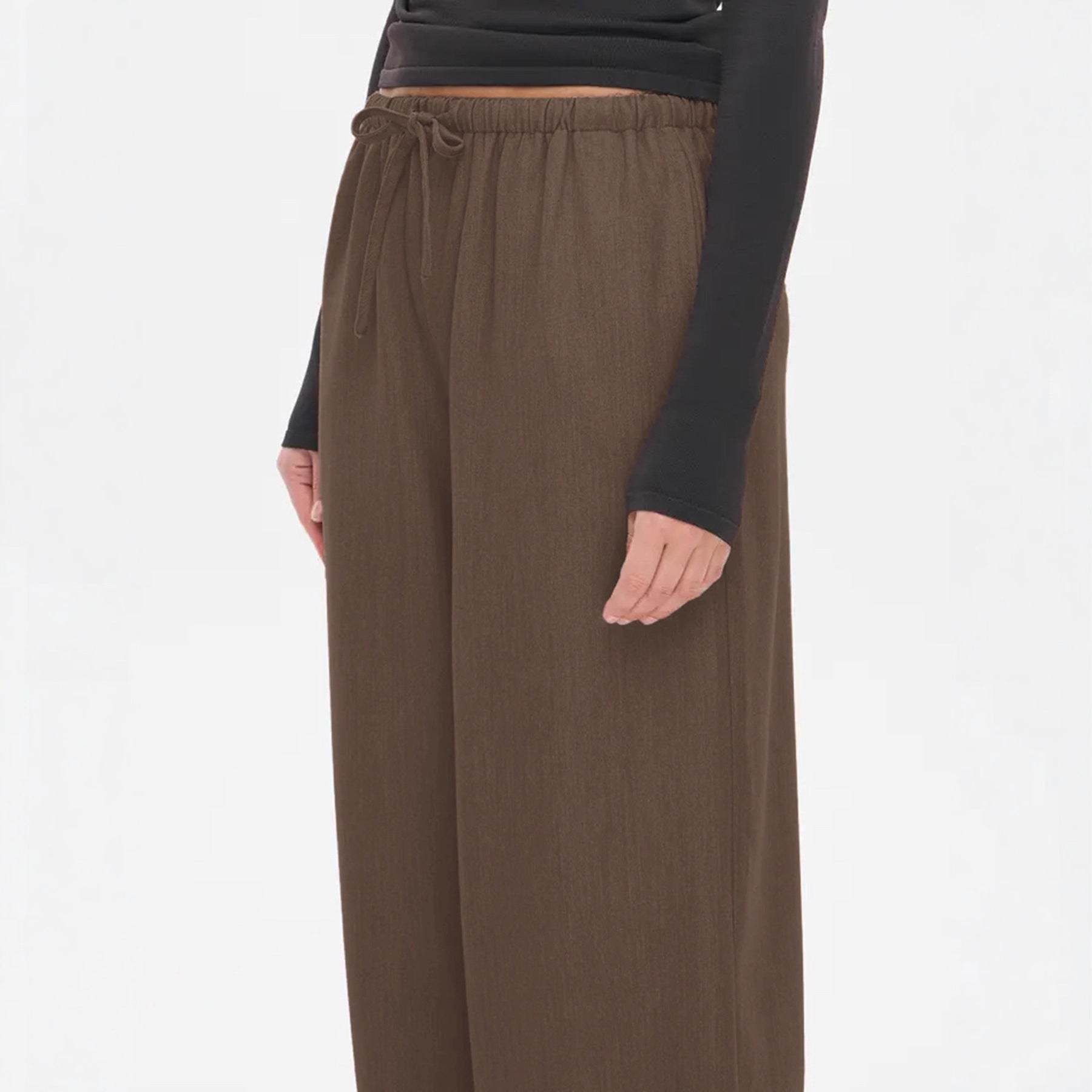 Women's Casual Palazzo Pants with Elastic Drawstring Waistband and Wide Leg
