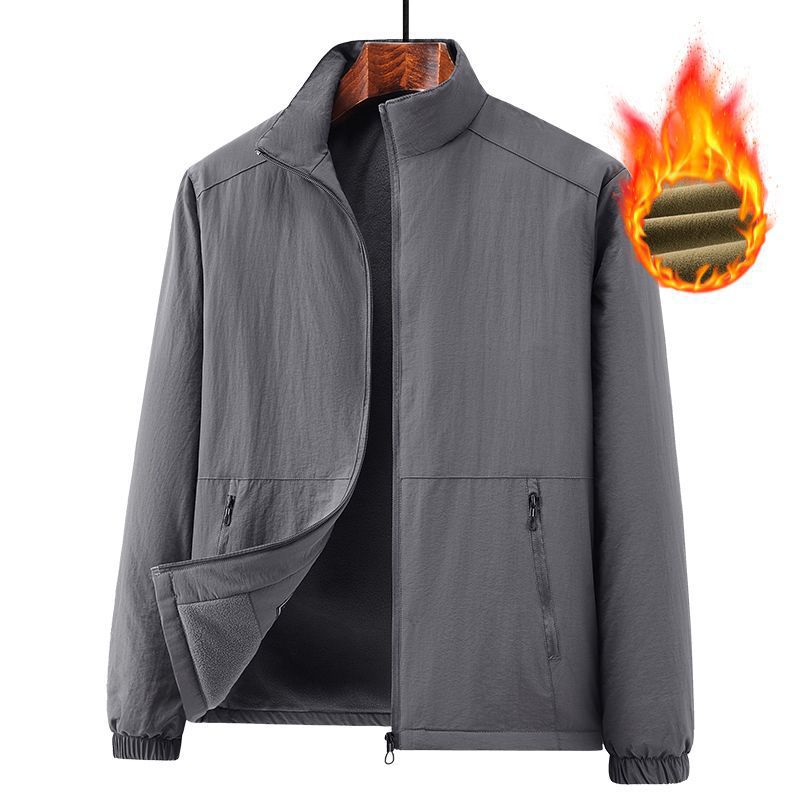 Men's lightweight windproof fleece jacket with stand-up collar and zip pockets Chichicherry