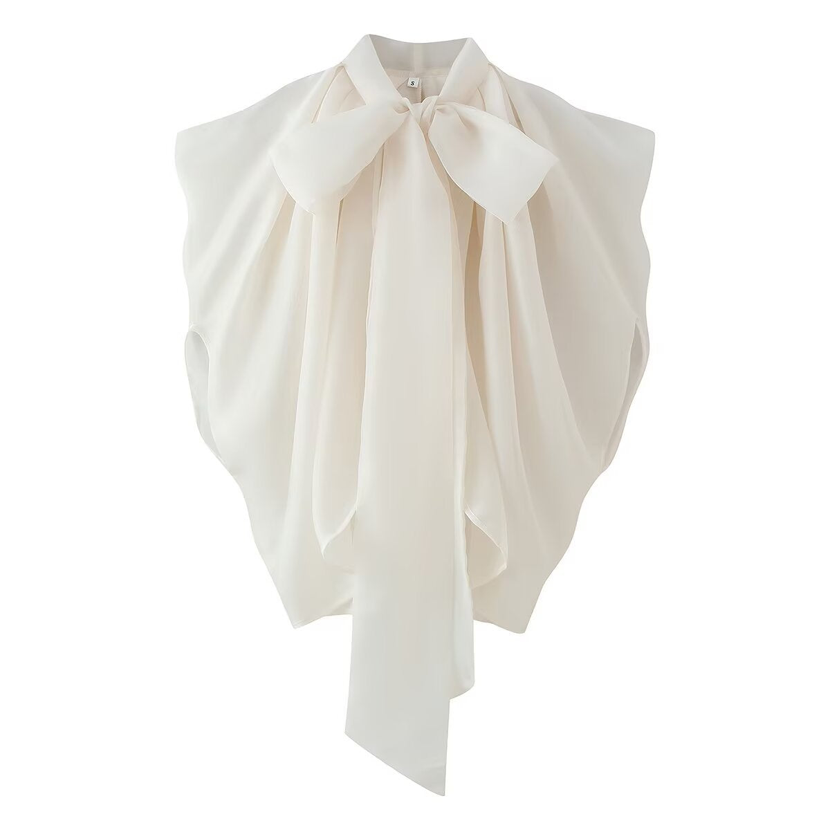 Women's sleeveless chiffon blouse with bow collar Chichicherry