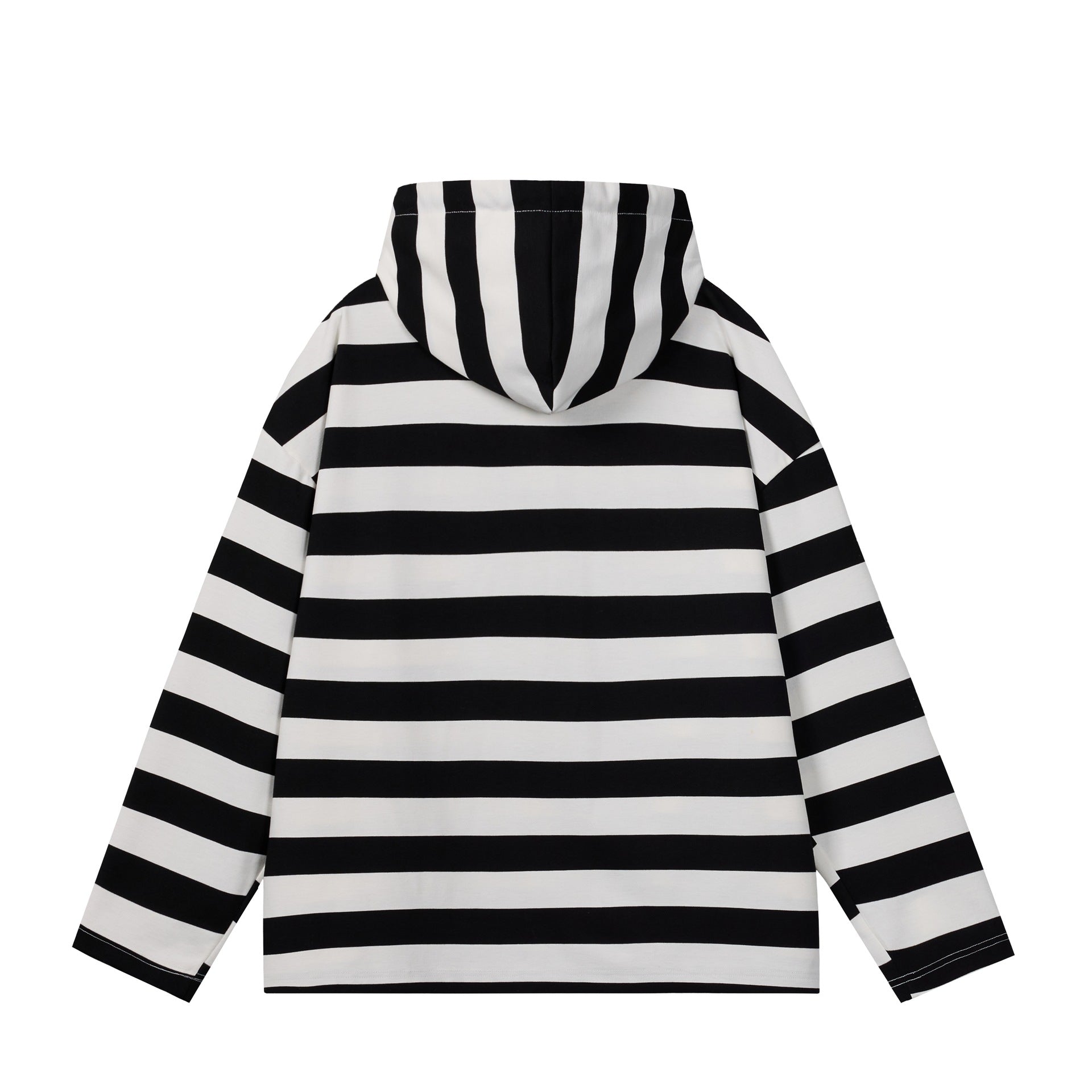 Men's Striped Hooded Rugby Shirt in Oversized Cut with Placket Chichicherry