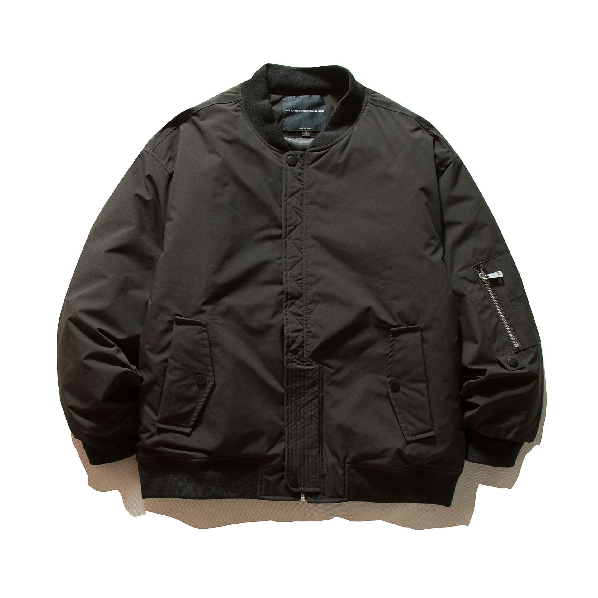 Men's Padded Bomber Jacket in MA-1 Style with Sleeve Utility Pocket Chichicherry