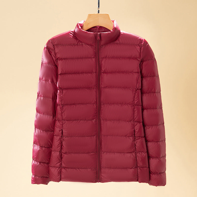 Women ultralight quilted down jacket with stand-up collar and zipper Chichicherry