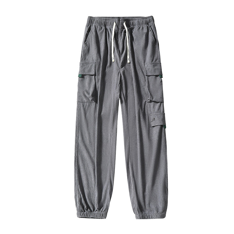 Men's Utility Cargo Pants in Jogger Style made of textured cotton blend with elastic waistband & multiple pockets Chichicherry