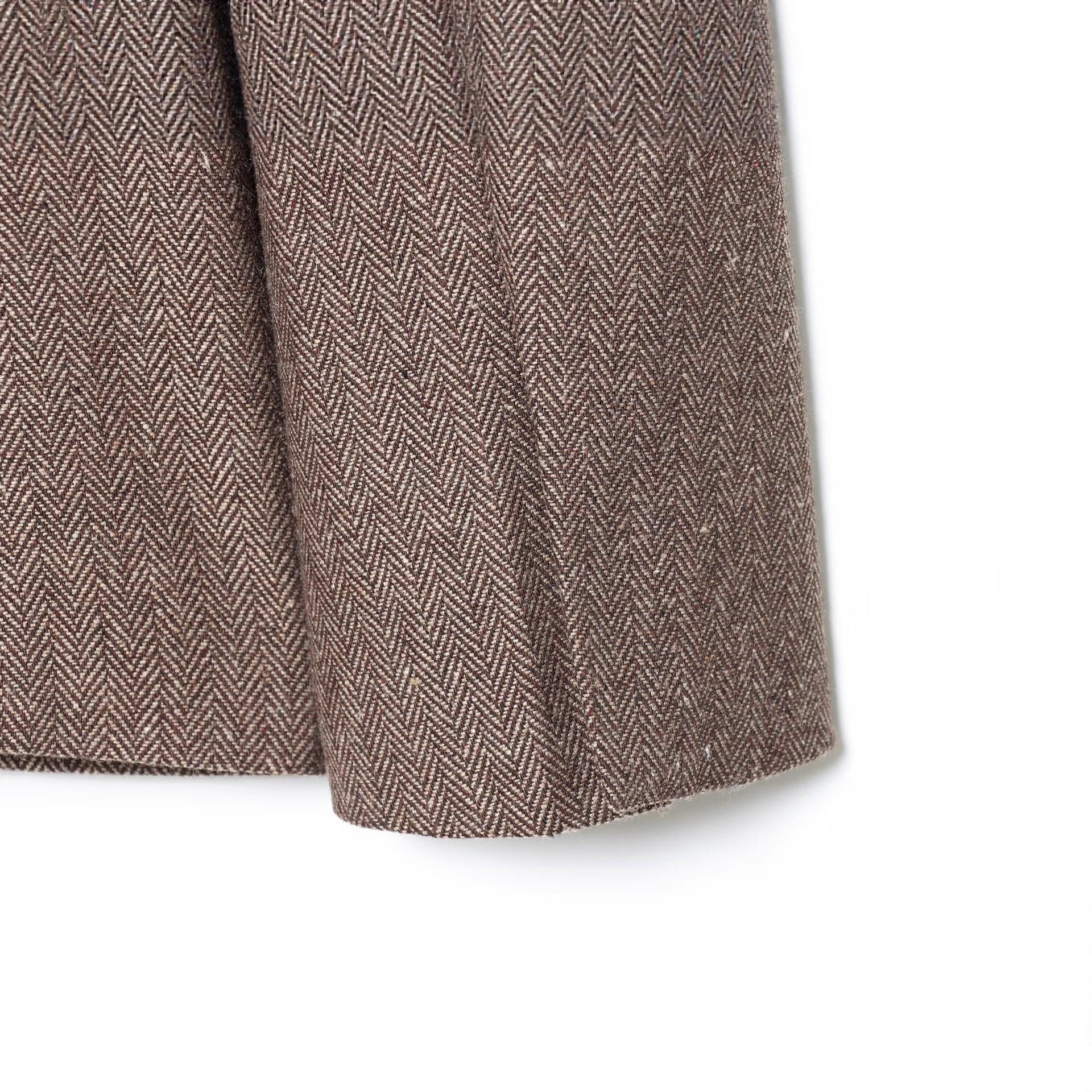 Women's Oversized Blazer-Coat in Herringbone Pattern with Waist Belt Chichicherry