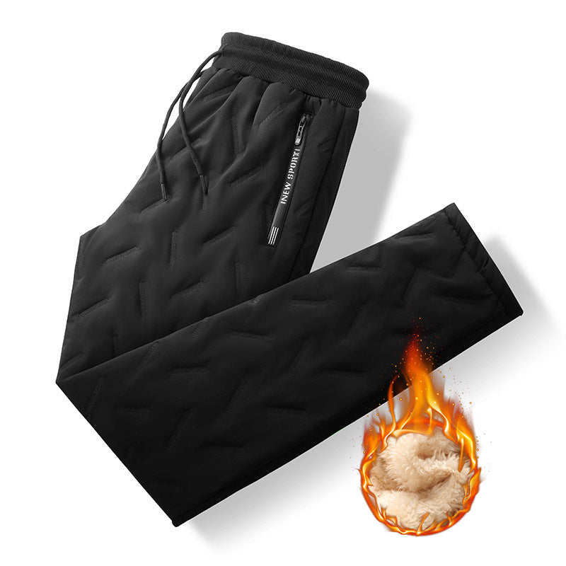 Men's Padded Thermal Jogging Pants with Quilted Texture and Teddy Lining Chichicherry
