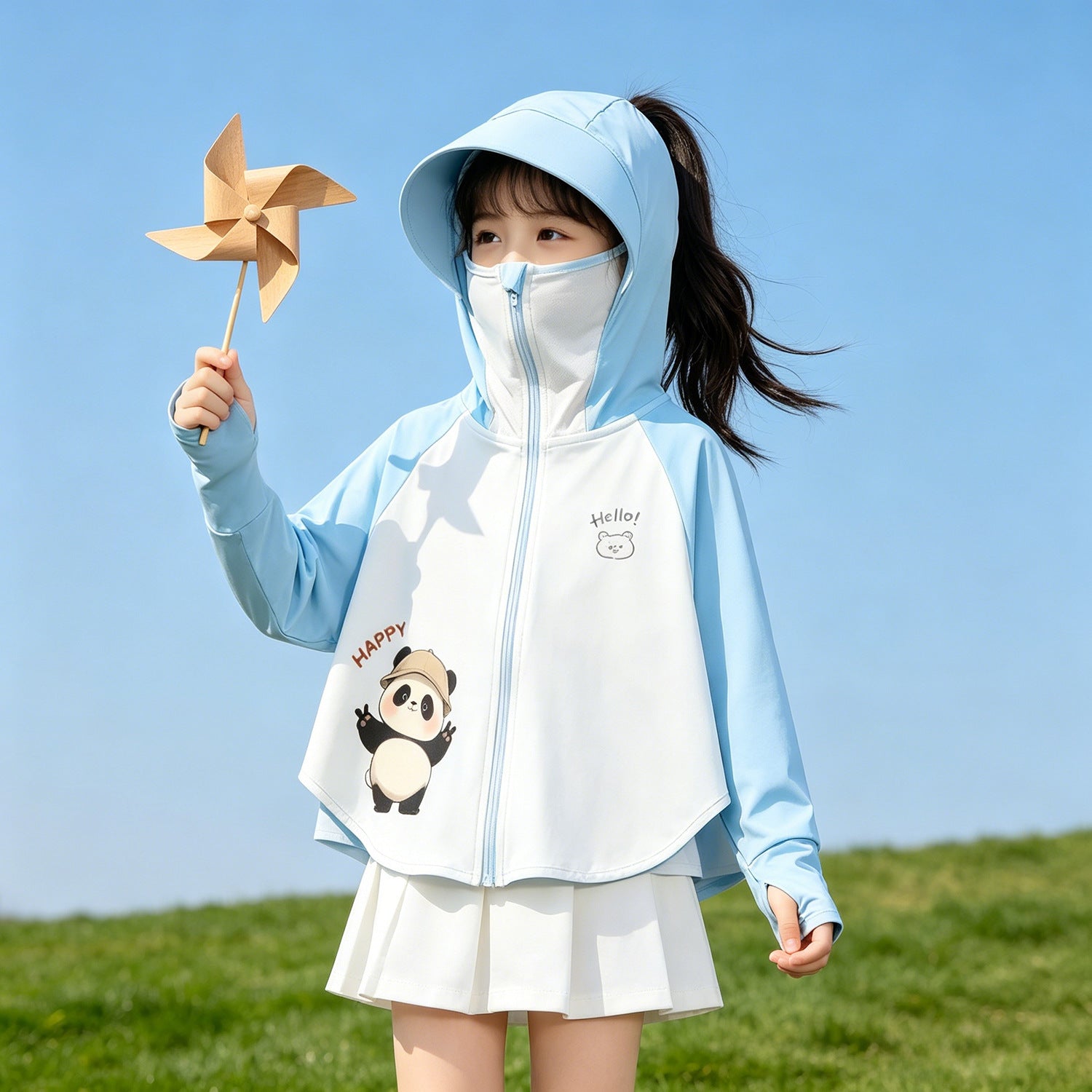 Children's sun protection jacket with hood and breathable fabric Chichicherry