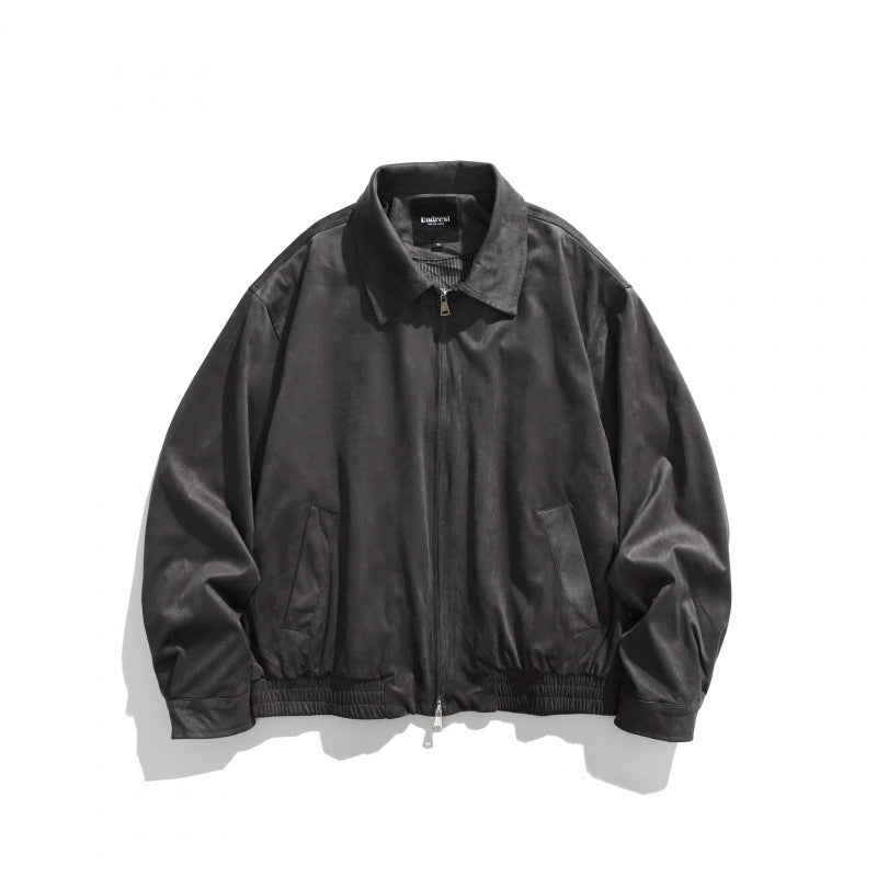 Men's short bomber-style jacket made of microfiber suede with zipper Chichicherry