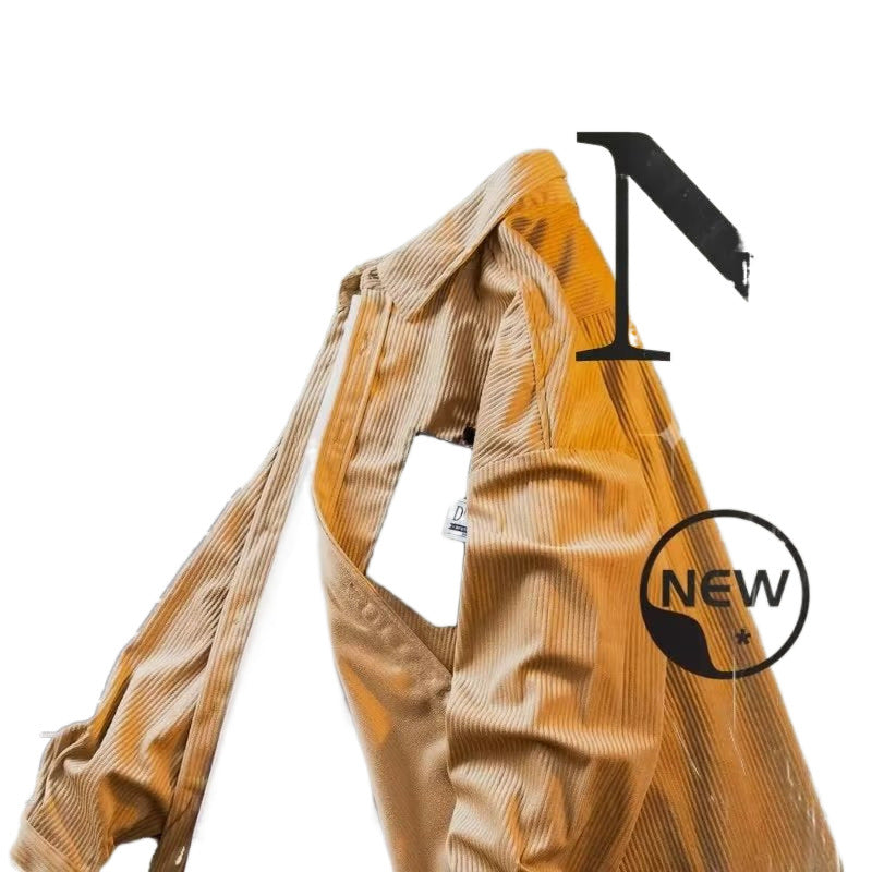 Herren Struktur-Cord-Overshirt mit versteckter Knopfleiste und kontrastierter Innenpattentasche Chichicherry
