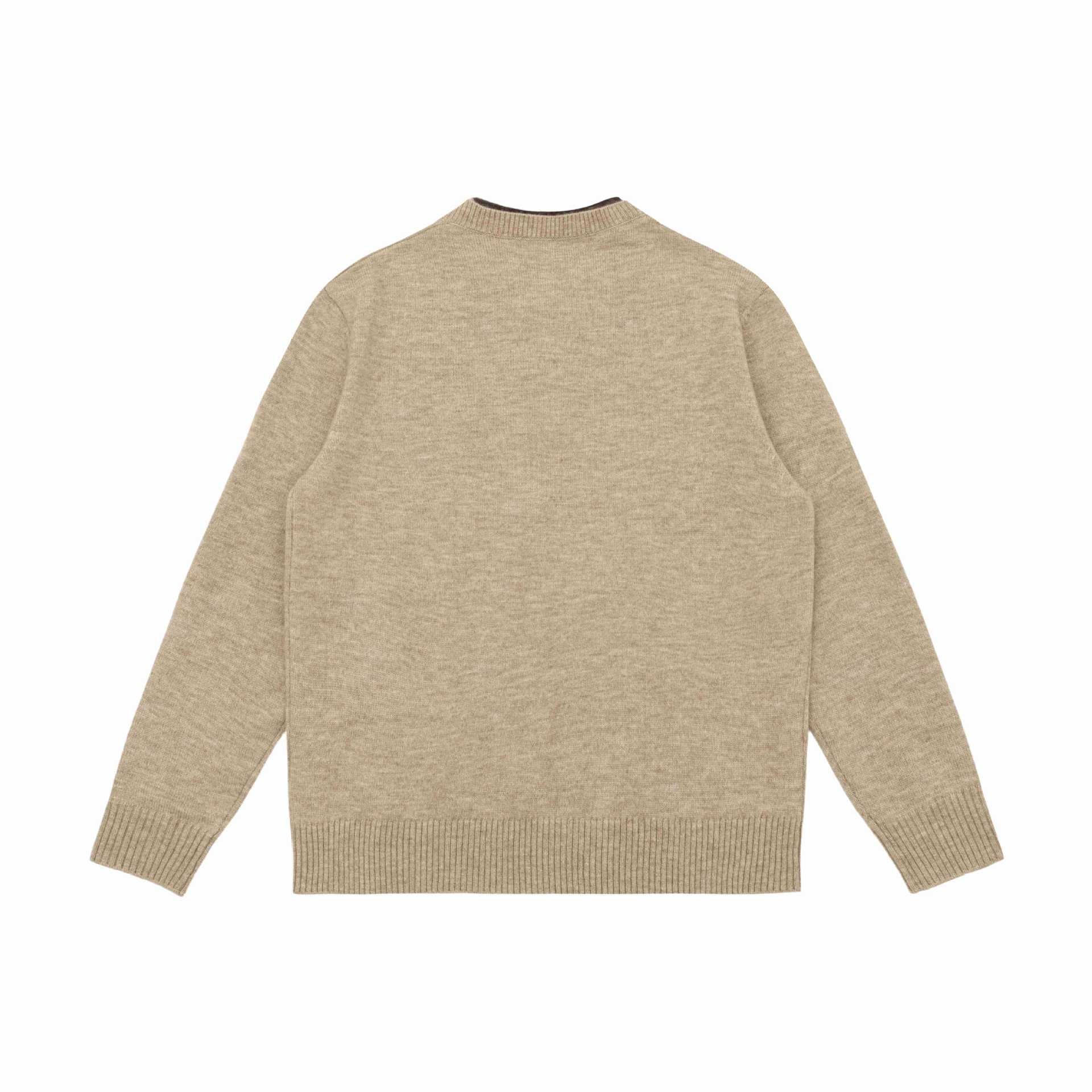 Unisex Chunky Knit Sweater with V-Notch Neckline and Contrasting Inner Trim Chichicherry
