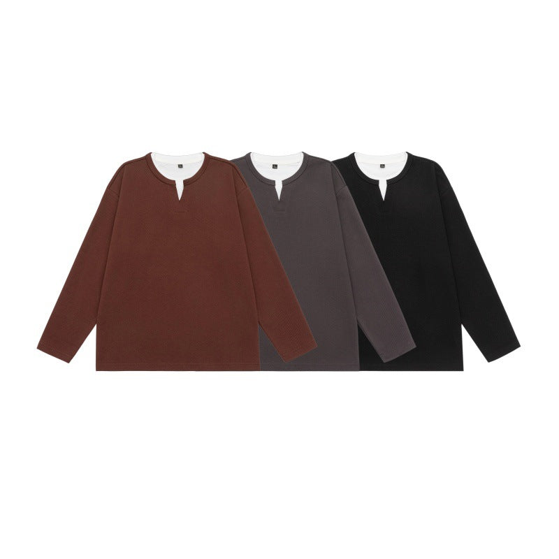 Unisex Oversize Sweatshirt with Notch neckline and contrasted collar insert Chichicherry