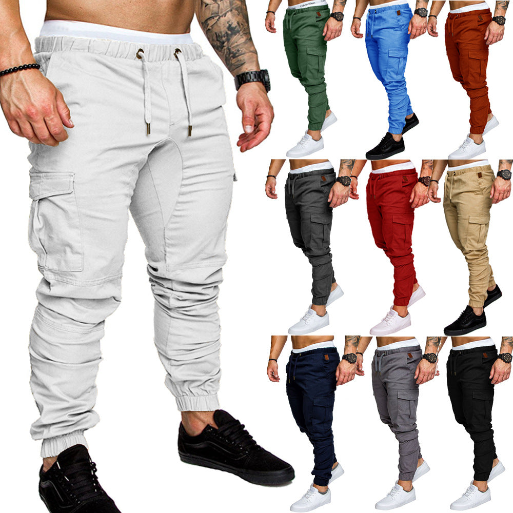 Men Tapered Cargo Jogger with elastic waistband, drawstring and pouch pockets Chichicherry