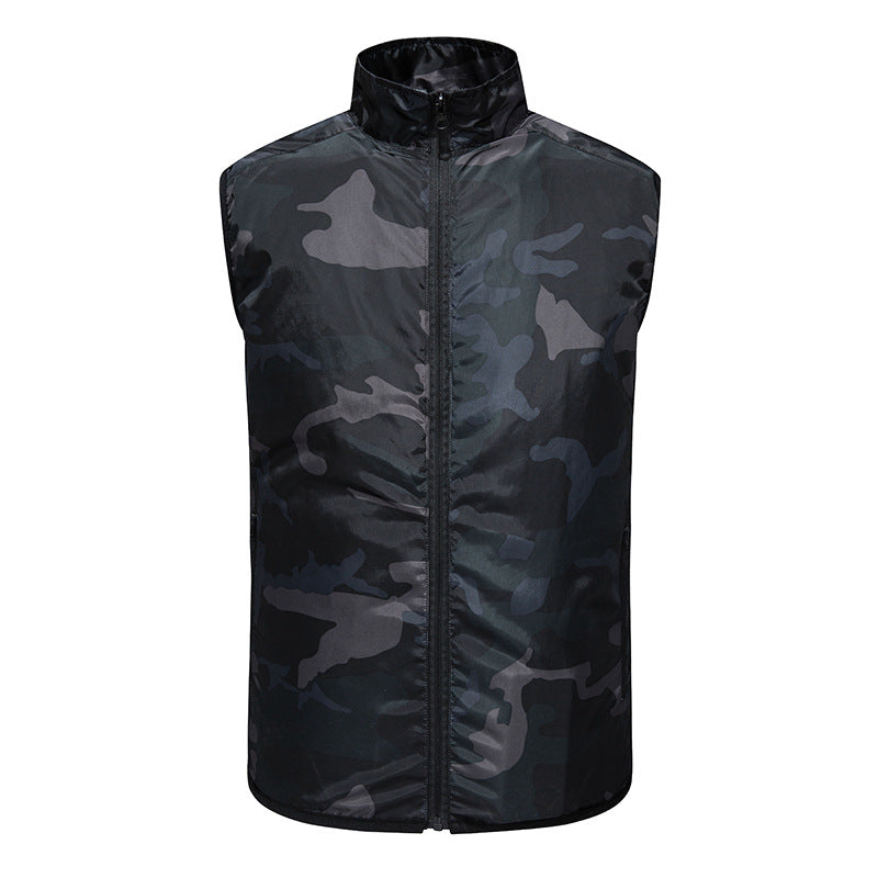 Men's lightweight breathable wind vest with standing collar and zippered pockets Chichicherry