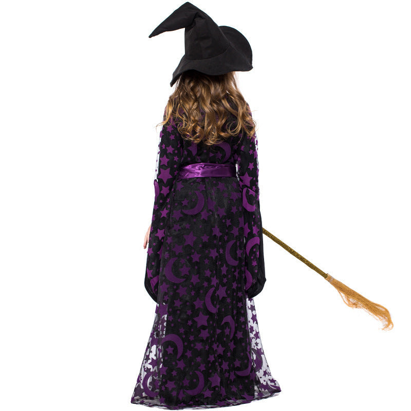 Girls Wizard Costume with Shimmering Cape and Detailed Hat Chichicherry