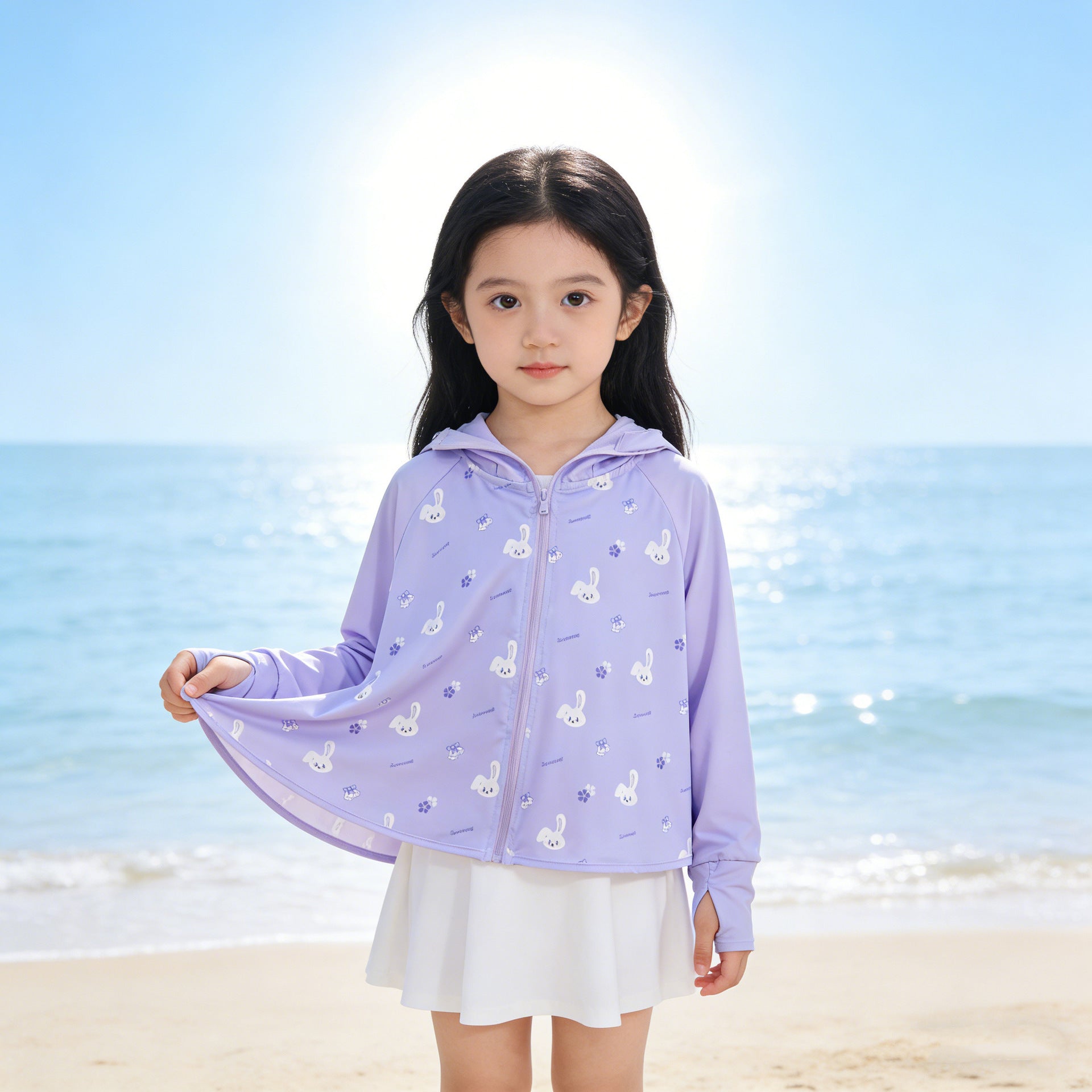 Girls transition jacket with hood and cute animal motif Chichicherry