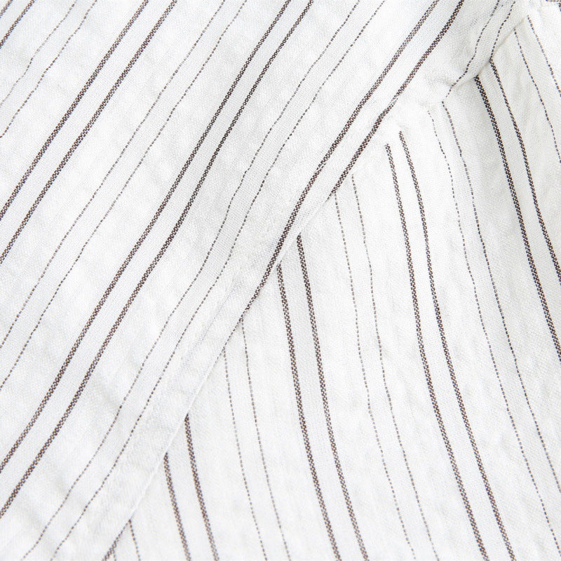 Unisex Striped Overshirt Jacket with Shirt Collar and Concealed Zipper Chichicherry