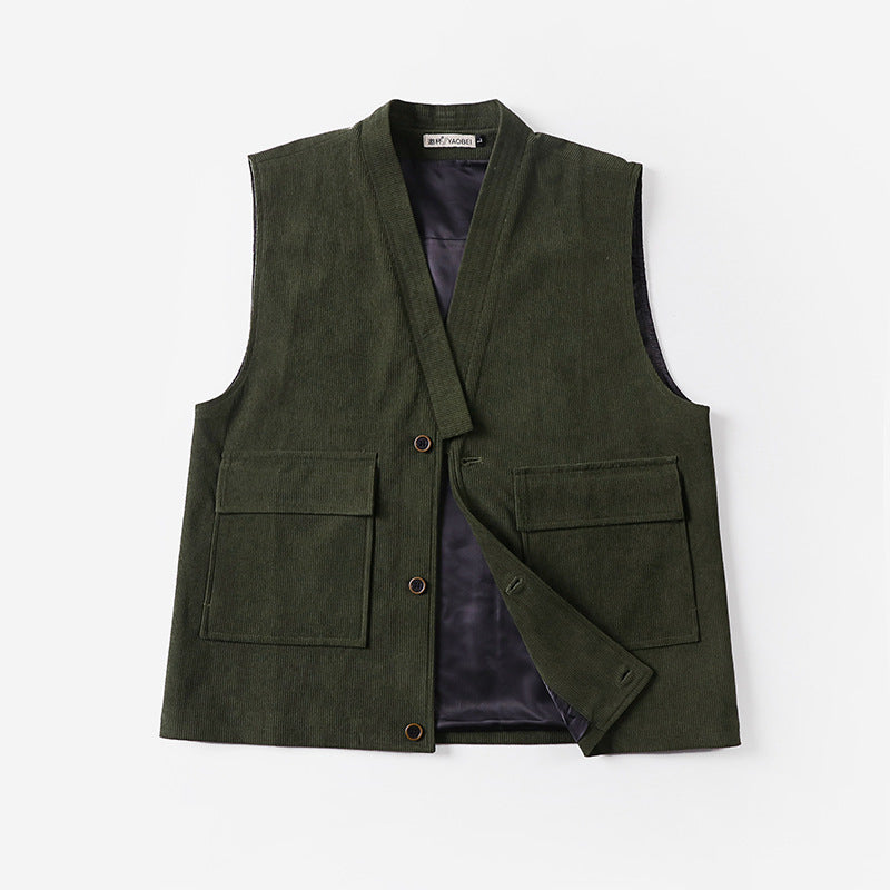 Men's fine cord waistcoat with patch pockets and satin lining Chichicherry
