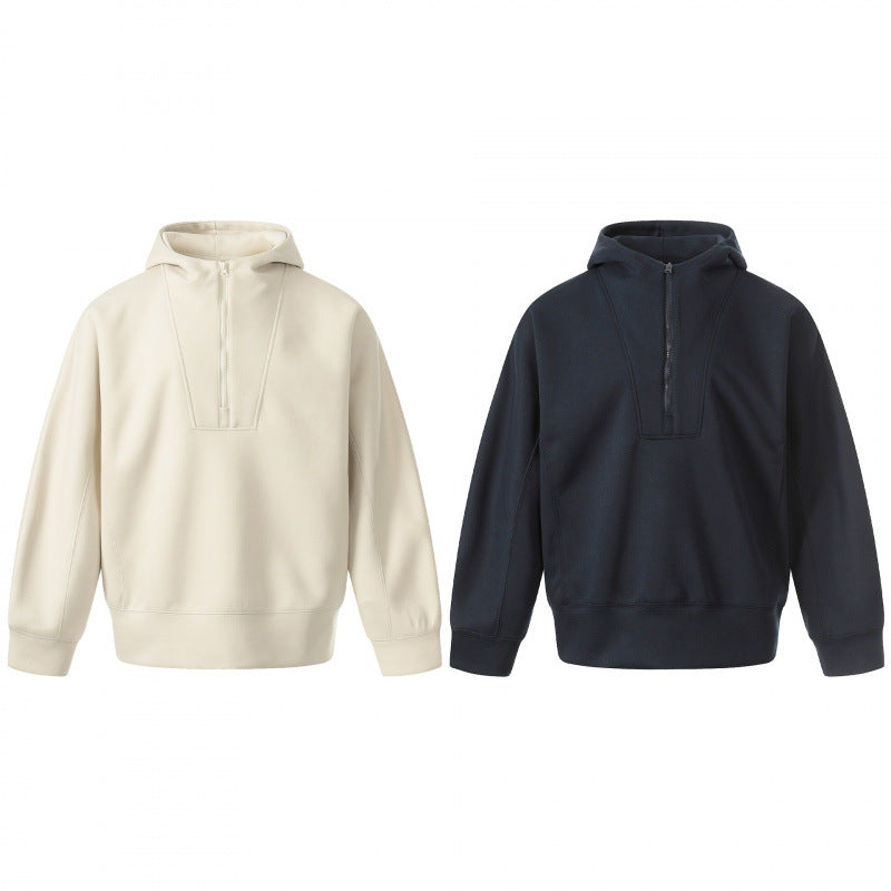 Men's Boxy Hoodie with Half Zipper, Reinforced Placket and Clean Minimal Design Chichicherry