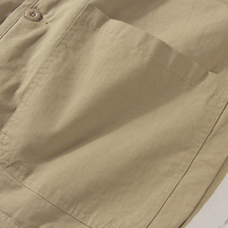 Herren Leichte gesteppte kragenlose Übergangsjacke mit Knopfleiste und aufgesetzten Taschen Chichicherry