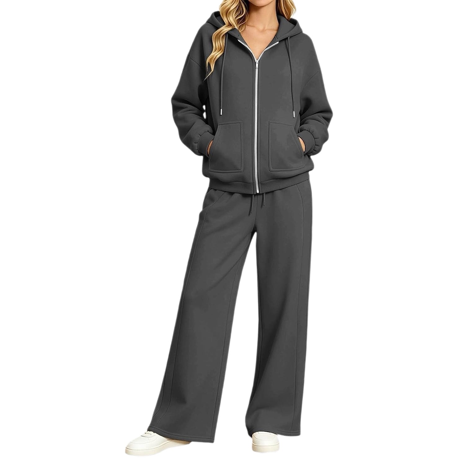 Women's zip hoodie set with hood and wide jogging pants Chichicherry