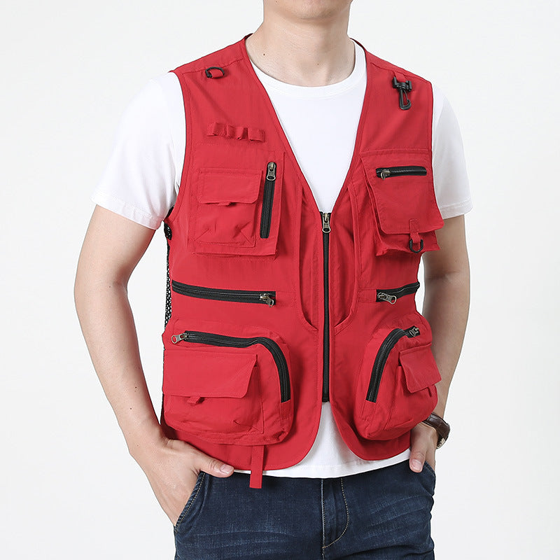Men's multifunctional utility fishing vest with numerous zip and flap pockets Chichicherry