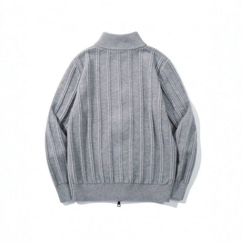 Unisex Zip Sweater with Stand-Up Collar and Vertical Structure Chichicherry