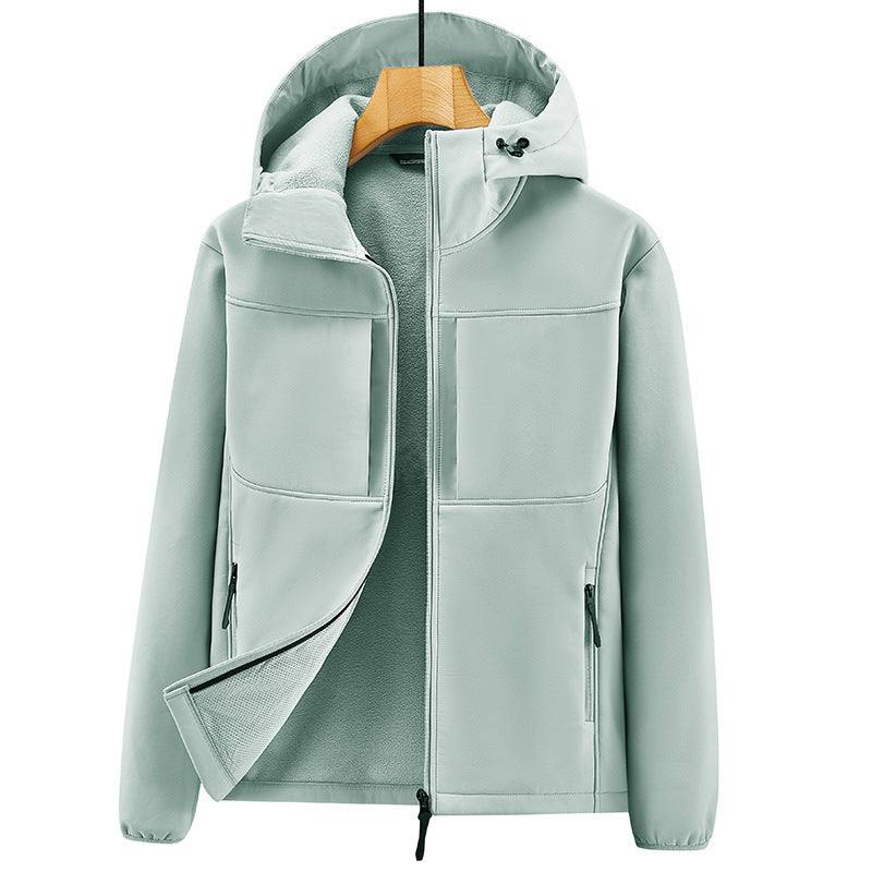 Men's Thermo Softshell Jacket with Sherpa Lining, Hood and Concealed Zipper Pockets Chichicherry