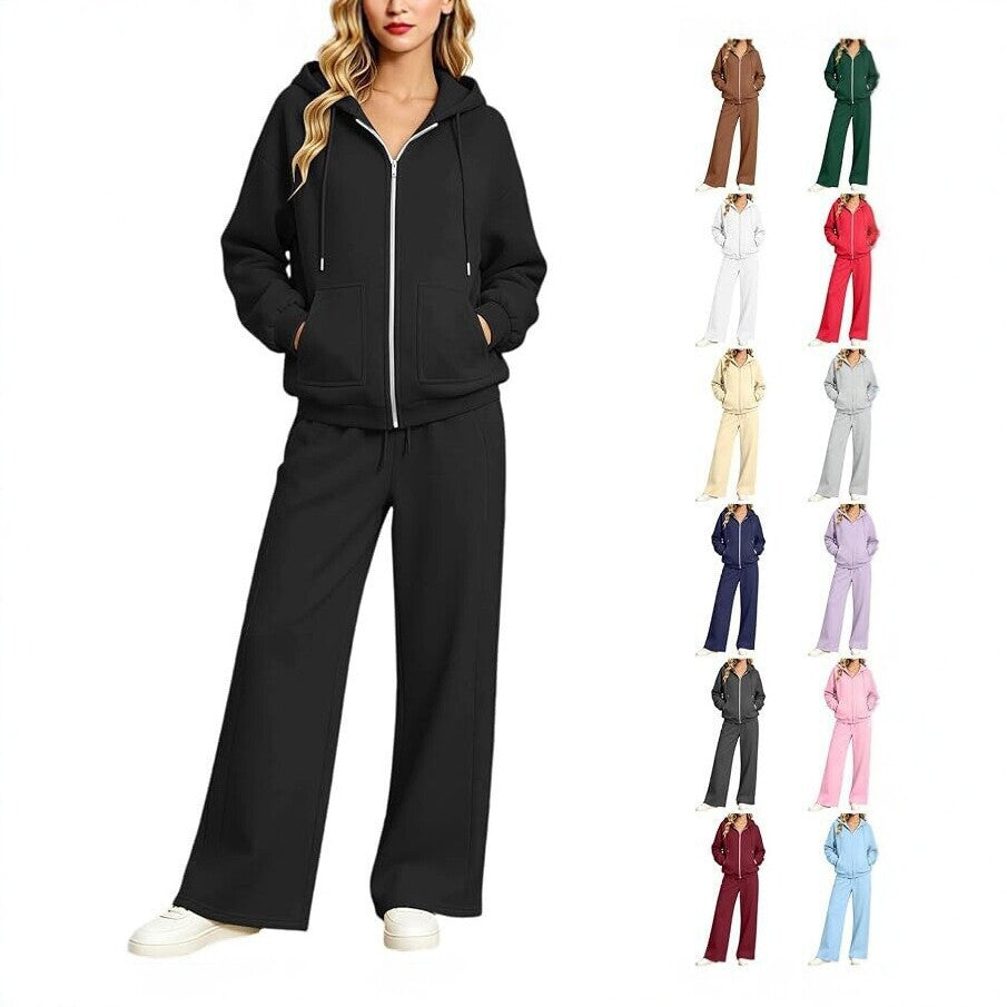 Women's zip hoodie set with hood and wide jogging pants Chichicherry