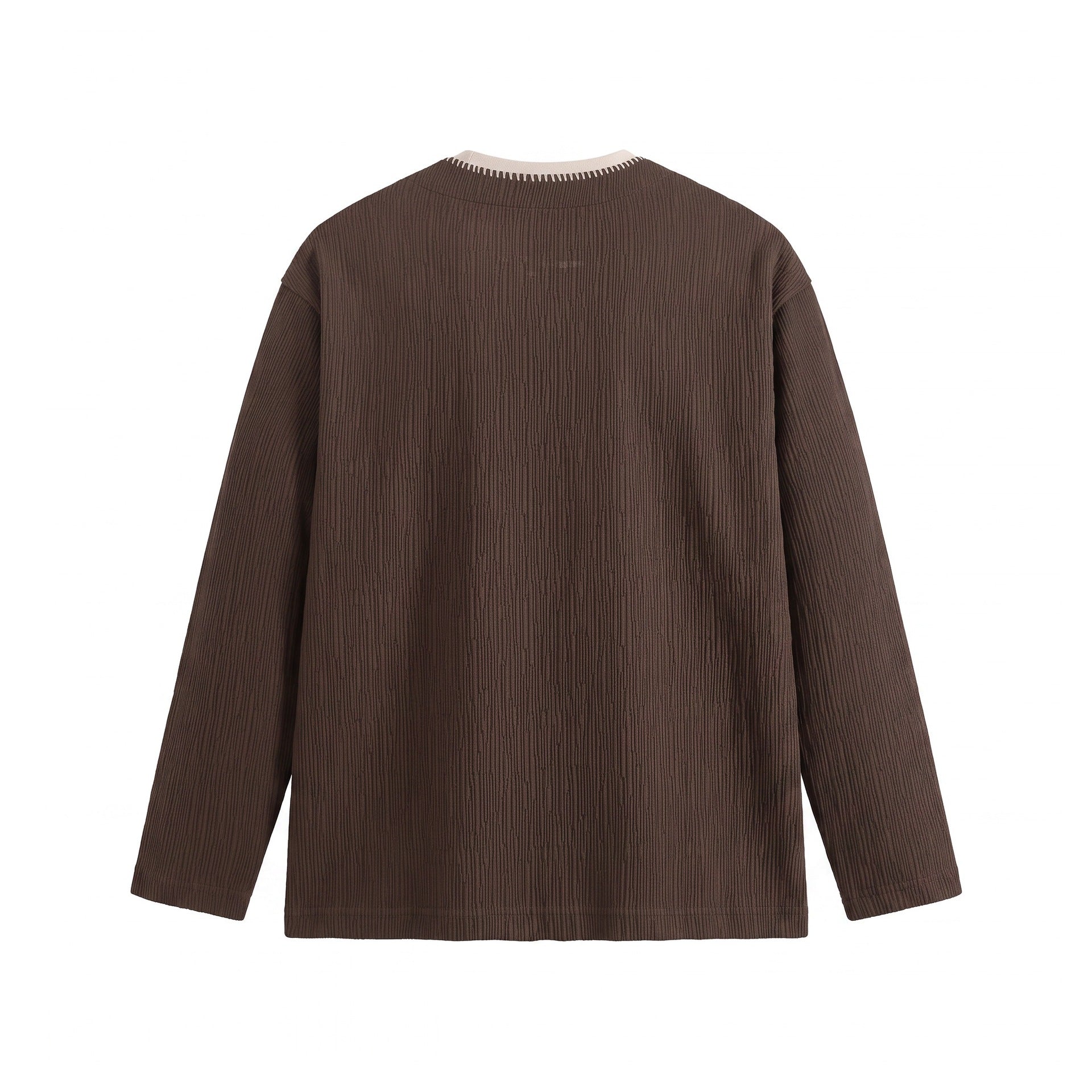 Men's Textured Sweatshirt Pullover with Layered Collar and Decorative Decorative Seam Chichicherry