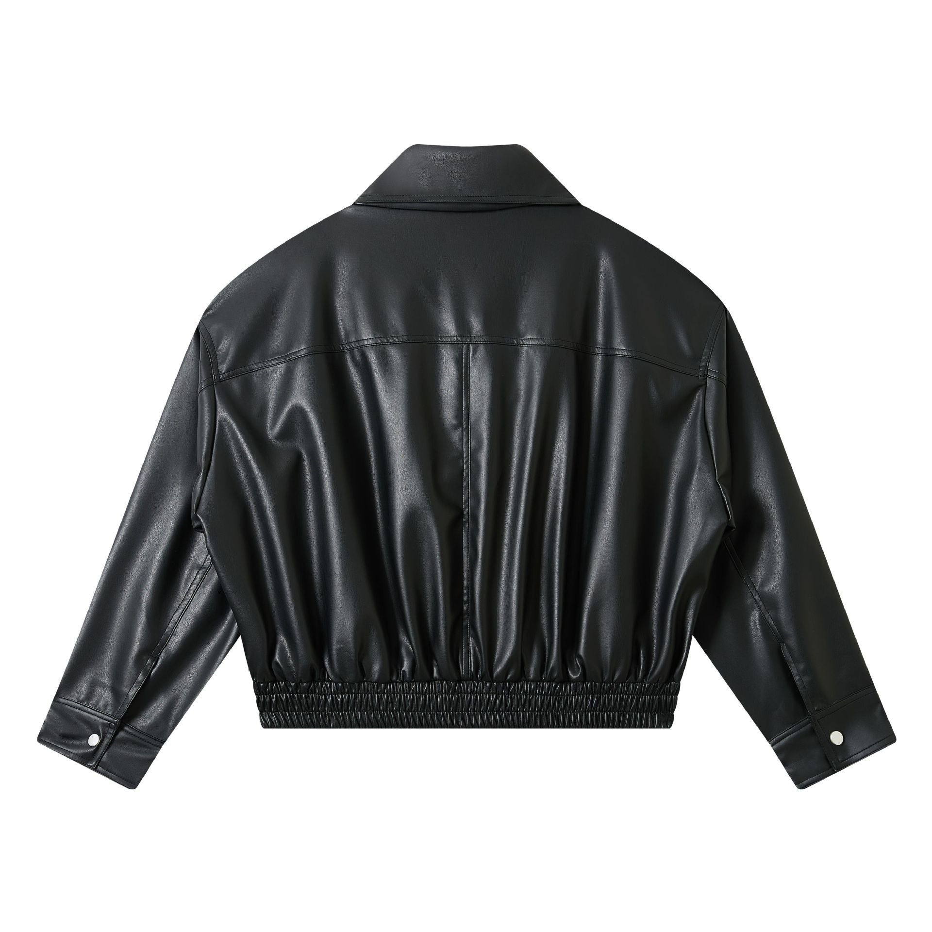 Men's faux leather bomber jacket in boxy cut with elastic hem and double zipper Chichicherry