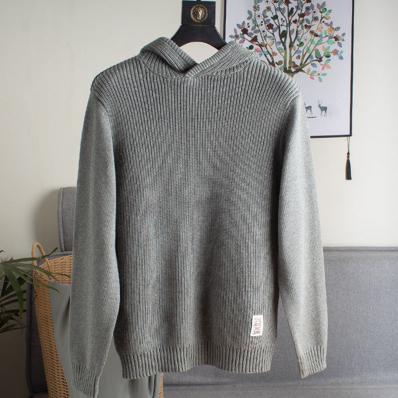 Herren Grobgerippter Kapuzenpullover mit glatten Ärmeln und geripptem Saum Chichicherry