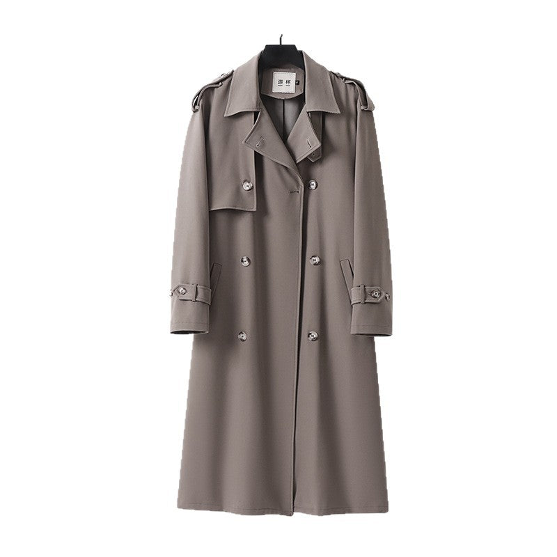 Women's classic double-breasted trench coat with waist belt and shawl collar Chichicherry