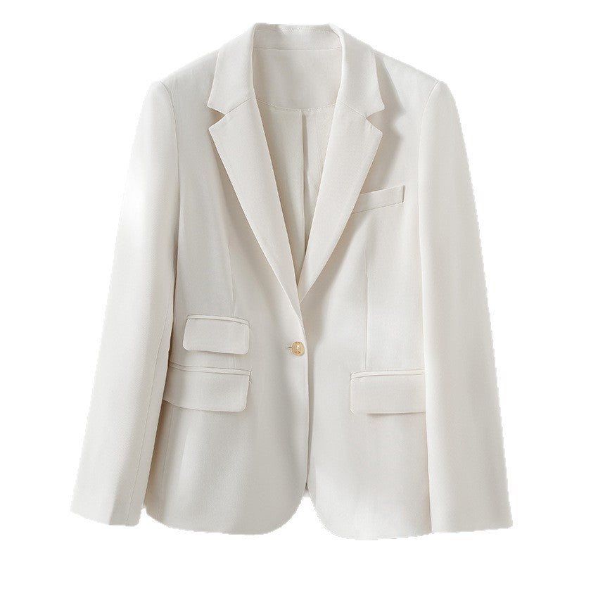 Women's fitted single-button blazer with lapel collar and flap pockets Chichicherry