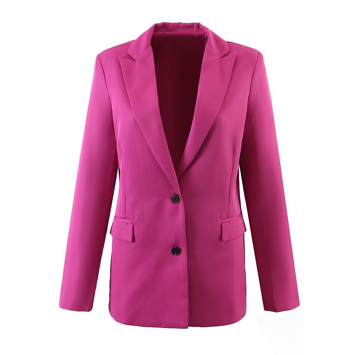 Women's Longline-Oversize-Blazer with Shawl Collar and Flap Pockets Chichicherry
