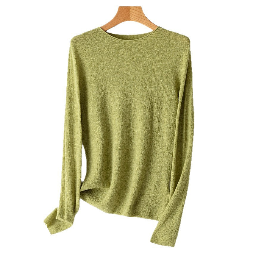 Women's fine knit long sleeve with round neck and light texture Chichicherry