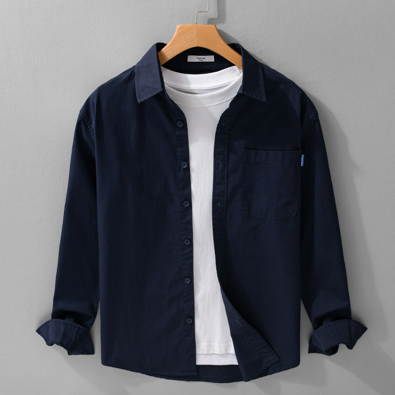 Men's Relaxed Long Sleeve Shirt made of lightweight cotton voile with a Kent collar and patch chest pocket Chichicherry