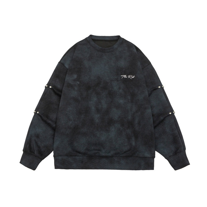 Unisex Oversize Sweatshirt with stonewash effect and sleeve snap buttons Chichicherry
