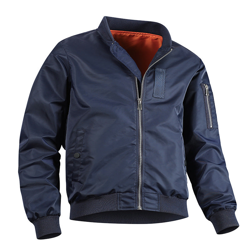 Men's Lightweight Flight Bomber Jacket with Water-Repellent Shell and Contrast Lining Chichicherry