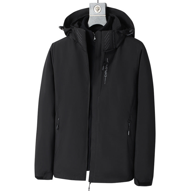 Men's softshell outdoor jacket with waterproof membrane, detachable hood and concealed zipper Chichicherry