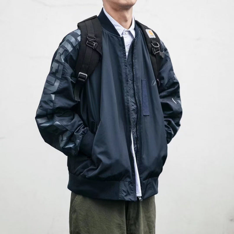 Unisex Leichte Oversize-Bomberjacke aus Nylon mit reflektierenden Ärmeln und Rippbündchen Chichicherry