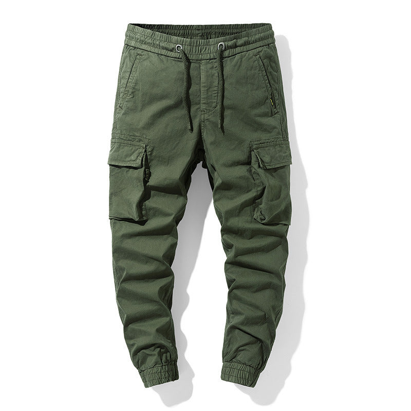 Men's Cargo Joggers with Elastic Waistband, Multi-Functional Pockets and Smocked Cuffs Chichicherry