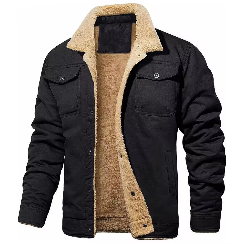 Men's robust canvas blouson with full sherpa lining and shirt collar Chichicherry