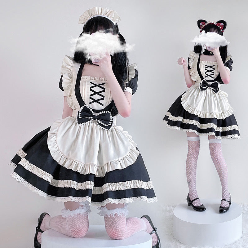 Women's Maid Costume with Ruffle Details and Bows Chichicherry