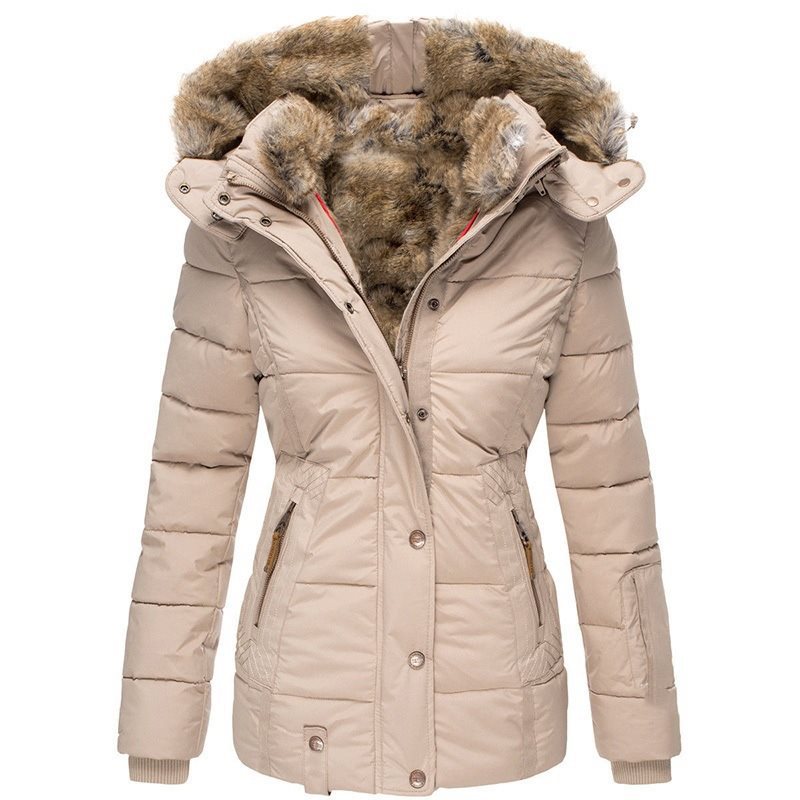 Women's padded parka with fitted cut and faux fur hood Chichicherry