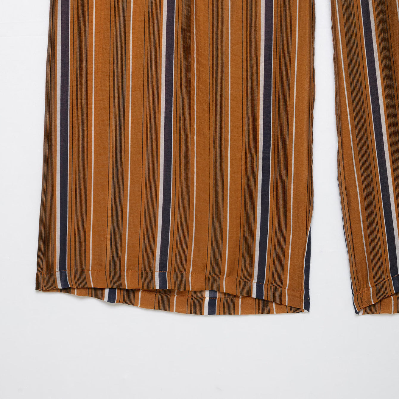 Ladies Wide Palazzo Pants with Drawstring Waist and Vertical Stripe Jacquard Chichicherry