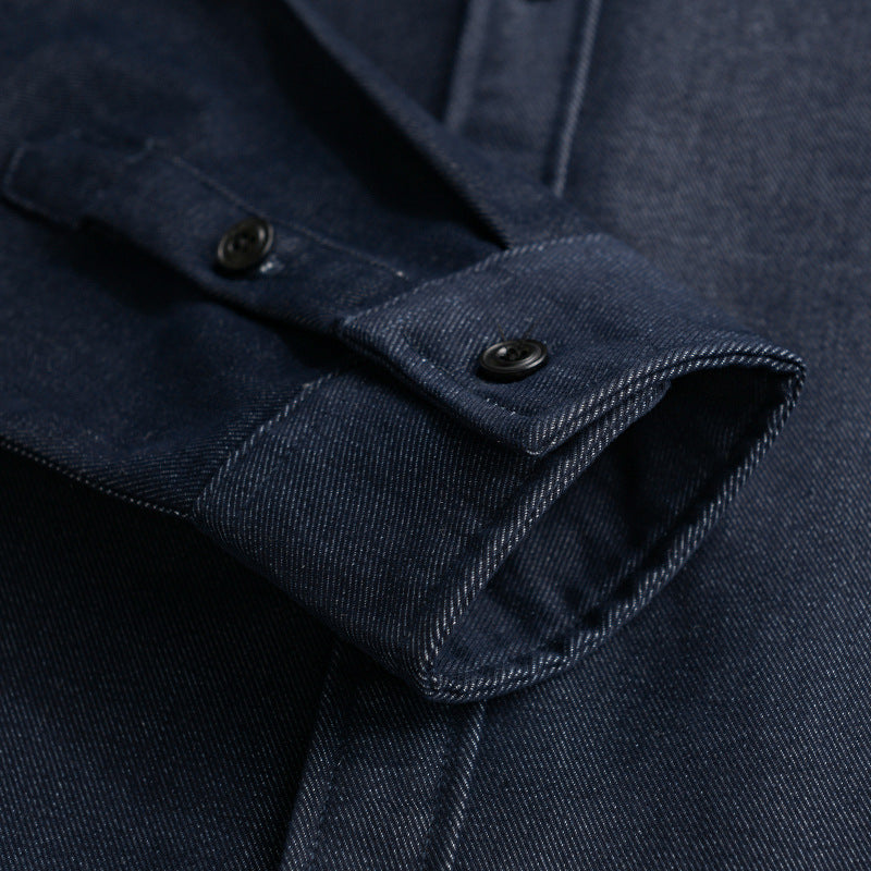 Men's Cotton Denim Overshirt with Flap Pocket and Relaxed Fit Chichicherry