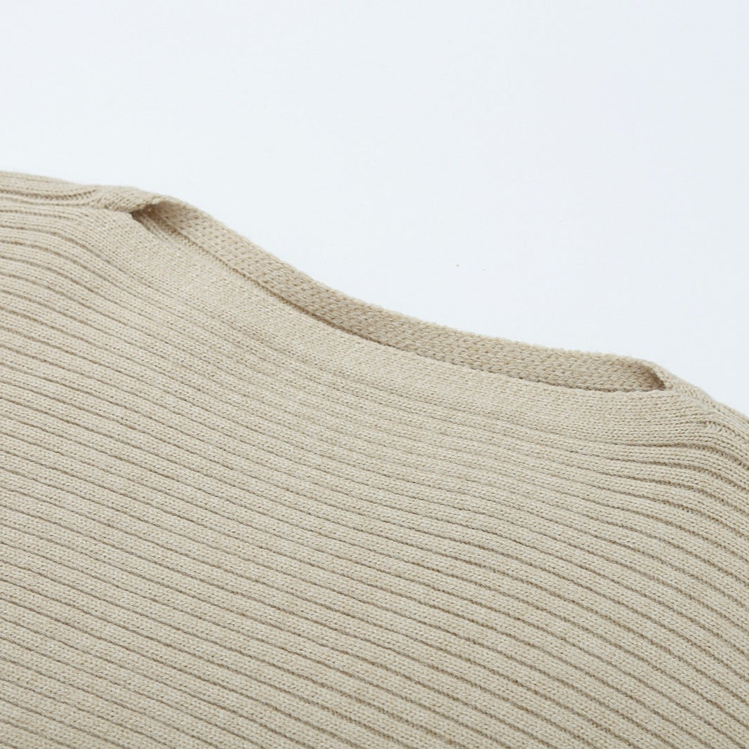 Women's Two-Piece Ribbed Knit Set with Short Sweater and Midi Skirt Chichicherry
