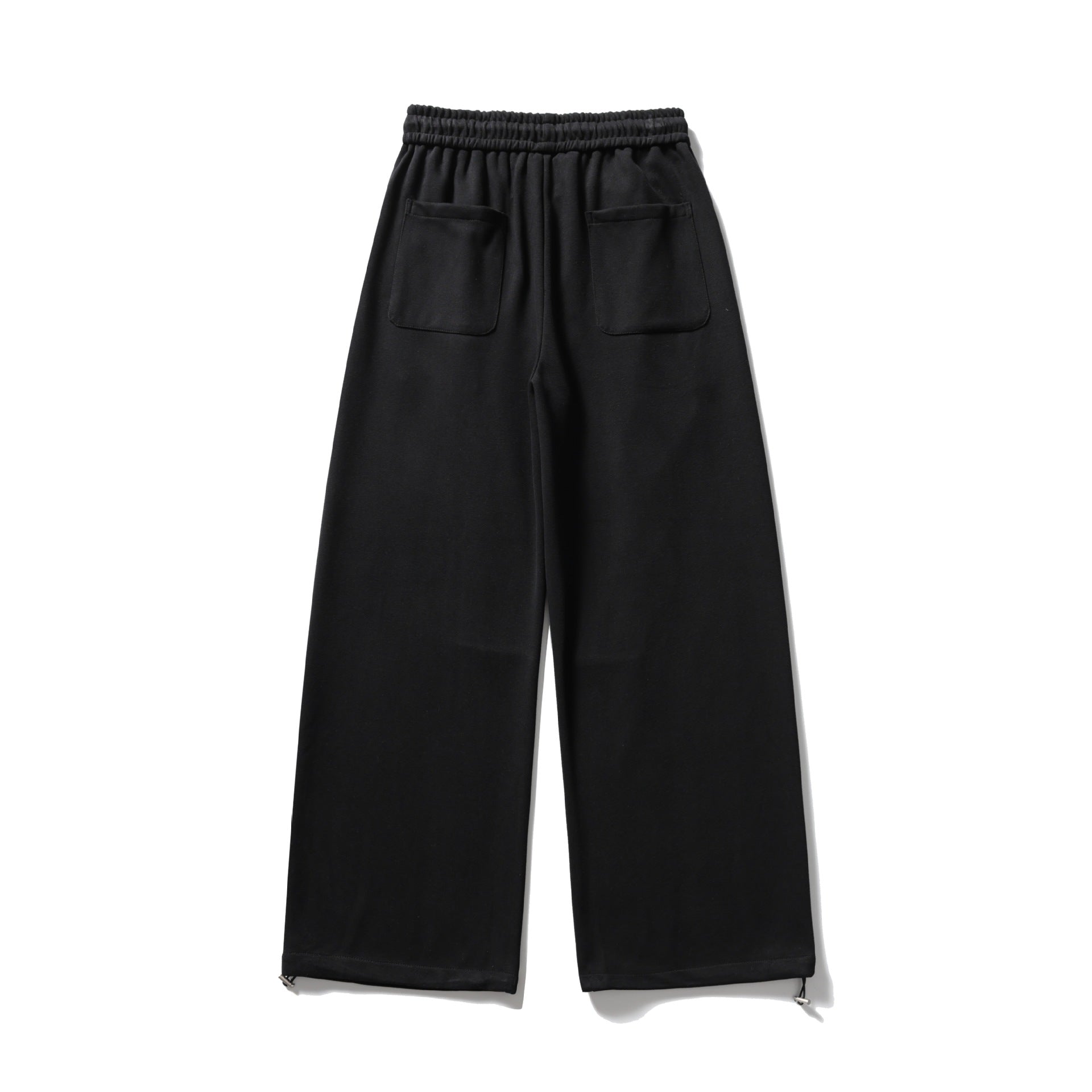 Unisex Wide Sweatpants with Drawstring, Knee Patch and Adjustable Hem Chichicherry