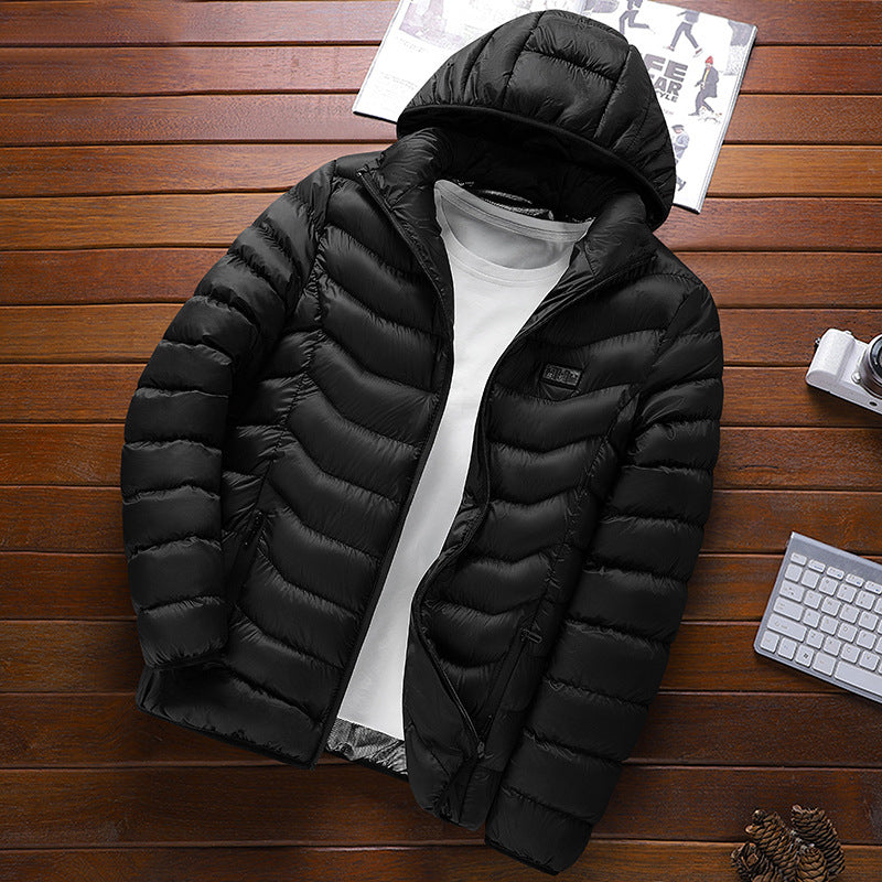 Men's ultralight quilted down jacket with hood, wind-resistant outer shell and packing function Chichicherry